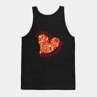 Pizza is My Valentine Cute Pepperoni Pizza Heart Spanish Tank Top